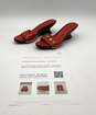 Salvatore Ferragamo Women's Orange Leather Heel Slides Size 8.5 image number 1