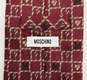 Moschino Brick Red Checkered Logo Hearts & '?' Silk Tie image number 3