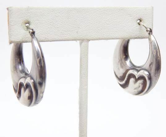 Artisan 925 Puffed Heart Tapered Oblong & Large Hoop Earrings Variety image number 2