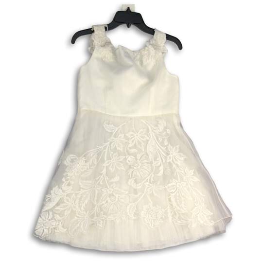 NWT Adrianna Papell Womens White Floral Lace Embroidered Mini Dress Size 12 image number 2