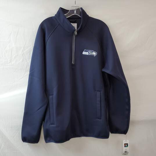 Seattle Seahawks NFL Team Apparel Navy Blue 1/4 Zip Pullover Jacket L image number 1