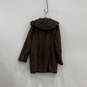 Womens Brown Long Sleeve Shawl Collar Button Front Faux Fur Coat Size XL image number 2