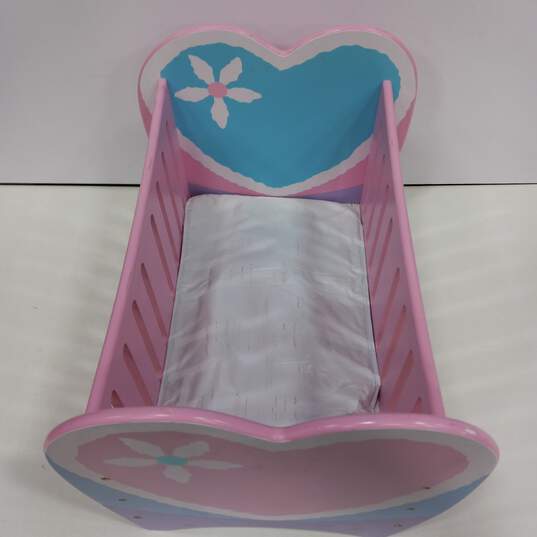 Tolly Tots International Wooden Pink/Blue/Purple Baby Doll Crib (10.50"/15.25"/14.75") image number 7