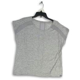 Womens Gray Heather Cap Sleeve Round Neck Pullover Blouse Top Size Large