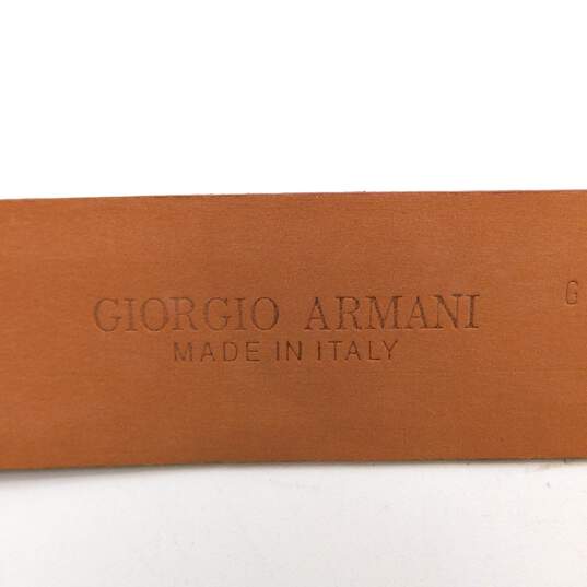 Giorgio ARMANI Red Italian Leather Belt w/ Silver Tone Metal & Red Leather Buckle with COA image number 4