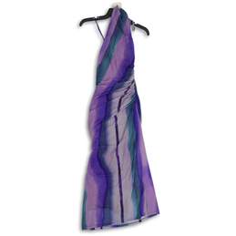 NWT Zara Womens Purple Mesh Halter Neck Sleeveless Maxi Dress Size Large