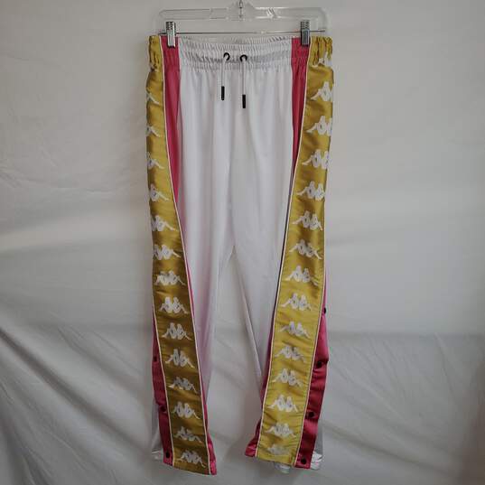 Kappa White Stretch Side Snap Button Track Pants Adult Size M image number 1