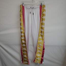 Kappa White Stretch Side Snap Button Track Pants Adult Size M