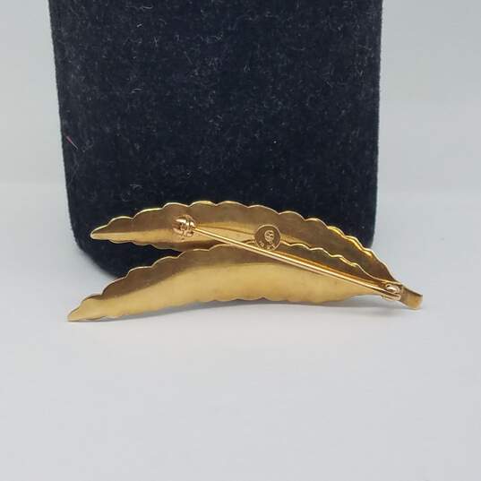 14k Gold Leaf Brooch 3.9g image number 3