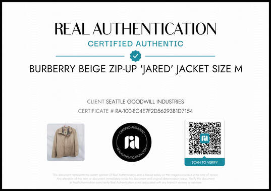 Burberry Men's 'Jared' Beige Zip Up Bomber Jacket Size M image number 2