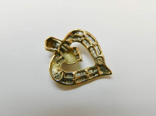 10K Yellow Gold Diamond Accent Ribbon Heart Pendant 3.1g image number 3