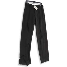 NWT Womens Black Flat Front Straight Leg Classic Trouser Pants Size 34