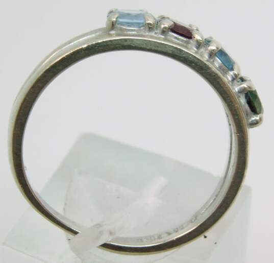 14K White Gold Ruby Blue Spinel Aqua & Peridot Split Band Ring 4.4g image number 2