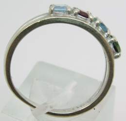 14K White Gold Ruby Blue Spinel Aqua & Peridot Split Band Ring 4.4g alternative image