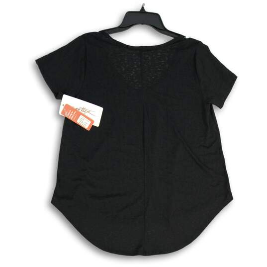NWT Gottex Studio Womens Black Scoop Neck Short Sleeve Blouse Top Size Small image number 2