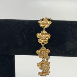 Designer Kate Spade Gold-Tone Rhinestones Twisted Flower Chain Bracelet