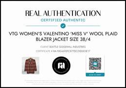 Valentino Women's 'Miss V' Wool Plaid Blazer Jacket Size 38/4 AUTHENTICATED alternative image