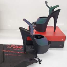 Pleaser Adore 709 Green Multi Reflective Black Matte Women's Heels Size 6