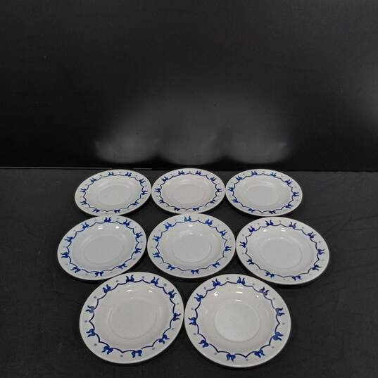8pc Set of Poppytrail Provincial Blue Ceramic Saucer Plates image number 1