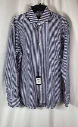 NWT Hugo Boss Mens Multicolor Striped Long Sleeve Button-Up Shirt Size 17.5