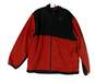 Mens Red Black Long Sleeve Pockets Casual Full Zip Jacket Size X Large image number 1