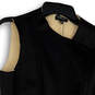Womens Black Sleeveless Leather Asymmetrical Full-Zip Vest Size Small image number 3