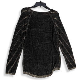 NWT Womens Black Gray Knitted Long Sleeve Round Neck Pullover Sweater Sz L alternative image
