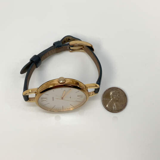 Designer Fossil Annette ES4355 Gold-Tone Leather Strap Analog Wristwatch image number 2