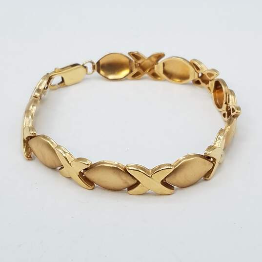 14K Gold Brushed XO Link Bracelet 7.4g image number 1