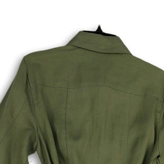 NWT Womens Green Long Sleeve Collared Pockets Waist Belt Trench Coat Size S image number 4