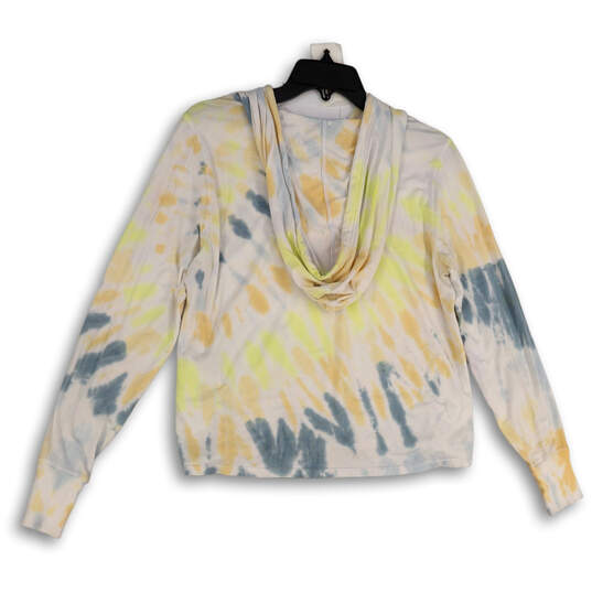 Womens White Tie Dye Long Sleeve Pullover Cropped Hoodie Size Small image number 2