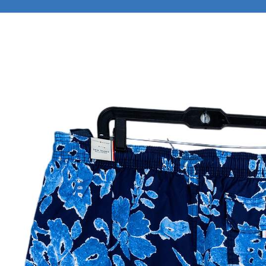 NWT Tommy Hilfiger Mens Navy Blue Floral Elastic Waist Swim Trunks Size XL image number 3