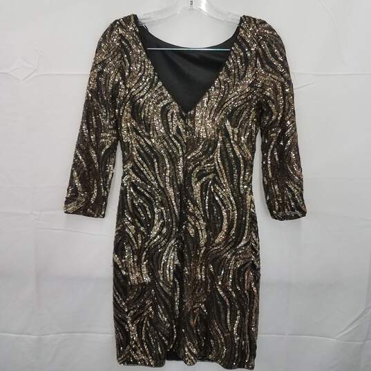 Aidan by Aidan Mattox Copper Gold Sequin Cocktail dress Size 4 image number 2