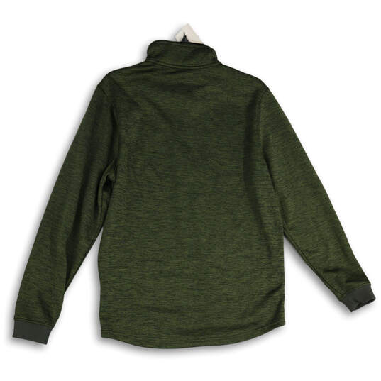 Mens Green Heather Mock Neck 1/4 Zip Long Sleeve Activewear T-Shirt Size M image number 2