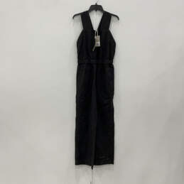 NWT Womens Black Sleeveless Square Neck Pullover One Piece Jumpsuit Size 2 alternative image