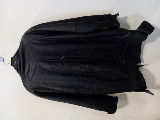 Men's Black Leather Coat Size 44 image number 2