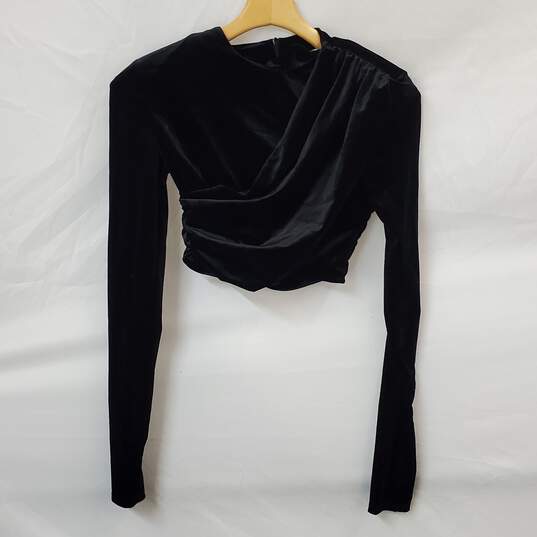 Zara Velvet Shoulder Pad Crop Top Women's Size Extra Small image number 1