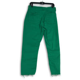 Womens Green Denim Medium Wash Patch Pocket Raw Hem Cropped Jeans Size 12 alternative image