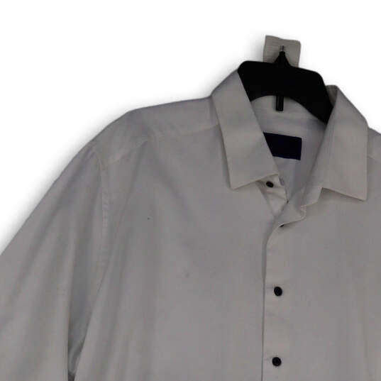 Mens White Long Sleeve Spread Collar Casual Button-Up Shirt Size 18 34/35 image number 3