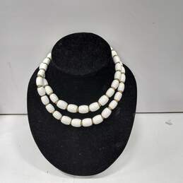 Bundle of Assorted White Beaded Costume Jewelry w/ Gold Tone Accents alternative image