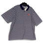 NWT Mens Blue White Striped Short Sleeve Collared Polo Shirt Size 3XL image number 1