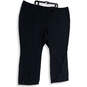 Womens Black Flat Front Slash Pockets Straight Leg Cropped Pants Size 34W image number 1