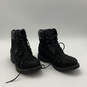 Womens Black Leather Round Toe Lace-Up Stylish Combat Boots Size 6.5M image number 3
