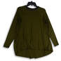 Womens Green Round Neck Long Sleeve Stretch Pullover Blouse Top Size S image number 1