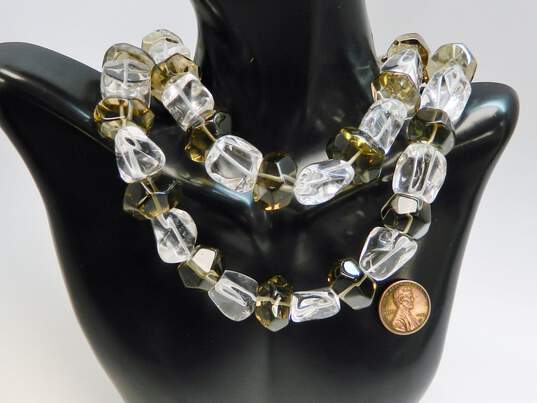 Deb Guyot 925 Chunky Smoky & Clear Quartz Double Strand Statement Necklace 253.2g image number 4