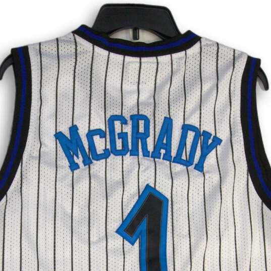 Mens White Blue Orlando Magic Tracy McGrady #1 MBA Basketball Jersey Size L image number 4