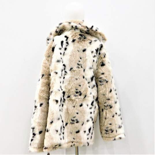VTG Tudor Court by Haband Women's Faux Fur Snow Leopard Animal Print Coat Size L image number 2