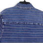 Mens Blue Striped Spread Collar Short Sleeve Polo Shirt Size Large image number 4