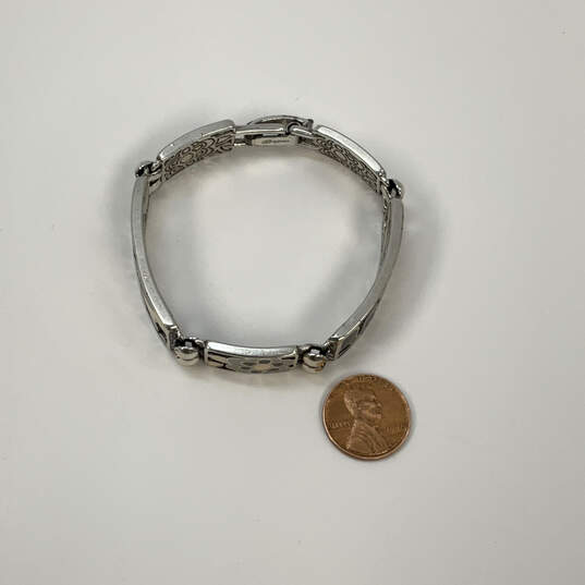 Designer Brighton Silver-Tone Curly Scrolls Bar Links Chain Bracelet image number 3