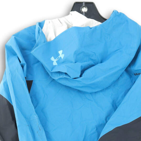 Mens Blue Long Sleeve Pockets Full-Zip Windbreaker Jacket Size Large image number 4